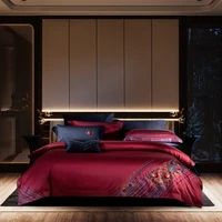 469pcs luxury soft 1000tc egyptian cotton premium vintage bedding sets dark red green embroidery duvet cover pillowcase sheet