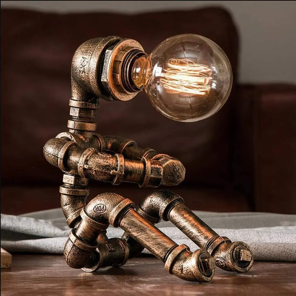 

Настольная лампа в стиле ретро, регулируемый индустриальный светильник в металлической трубе, защита от загрязнений и ржавчины, легкая уст...
