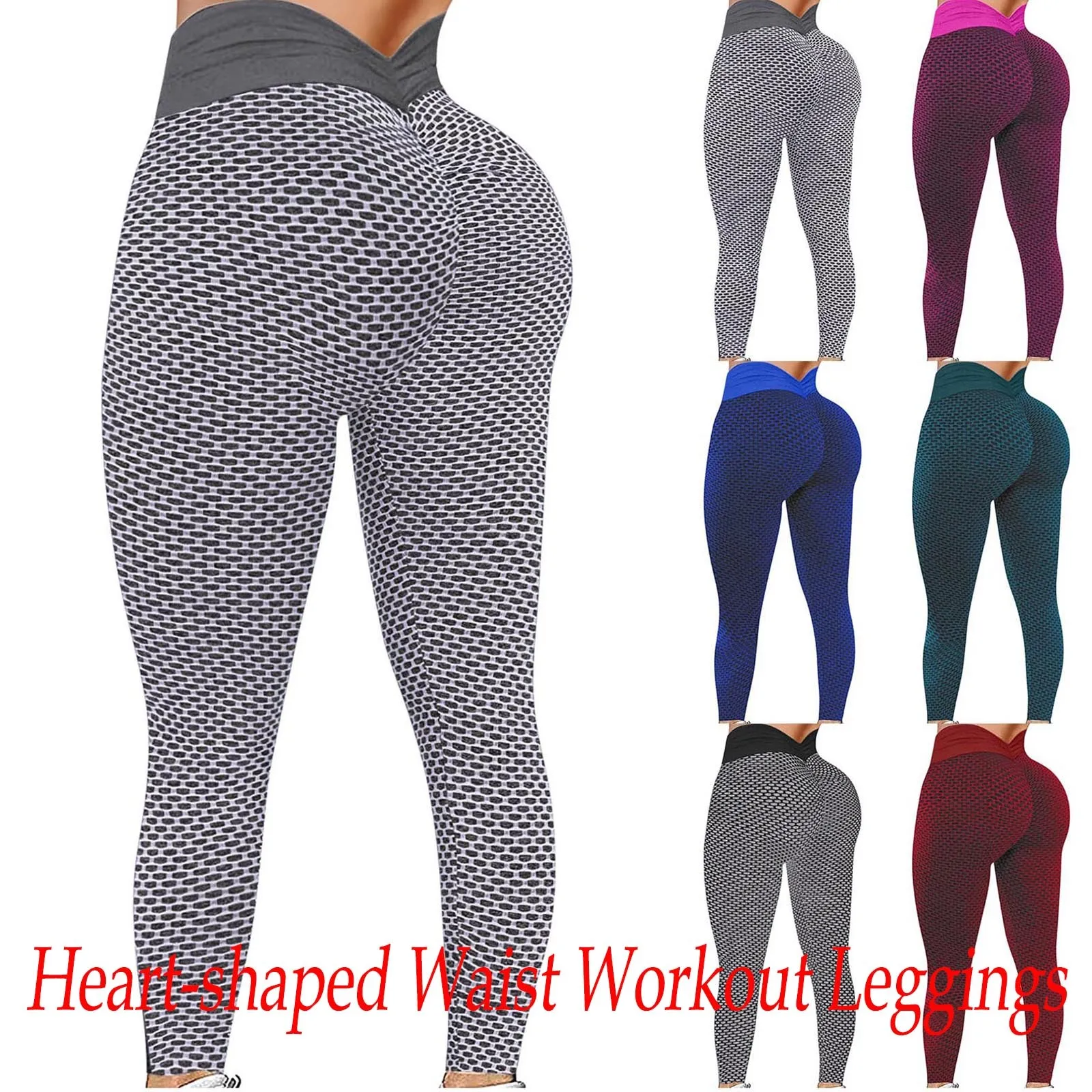 

Butt Lifting Yoga Pants Women High Waist Fitness Sport Ruched Butt Slimming Textured Stretch Booty Leggings Tummy Control Tights