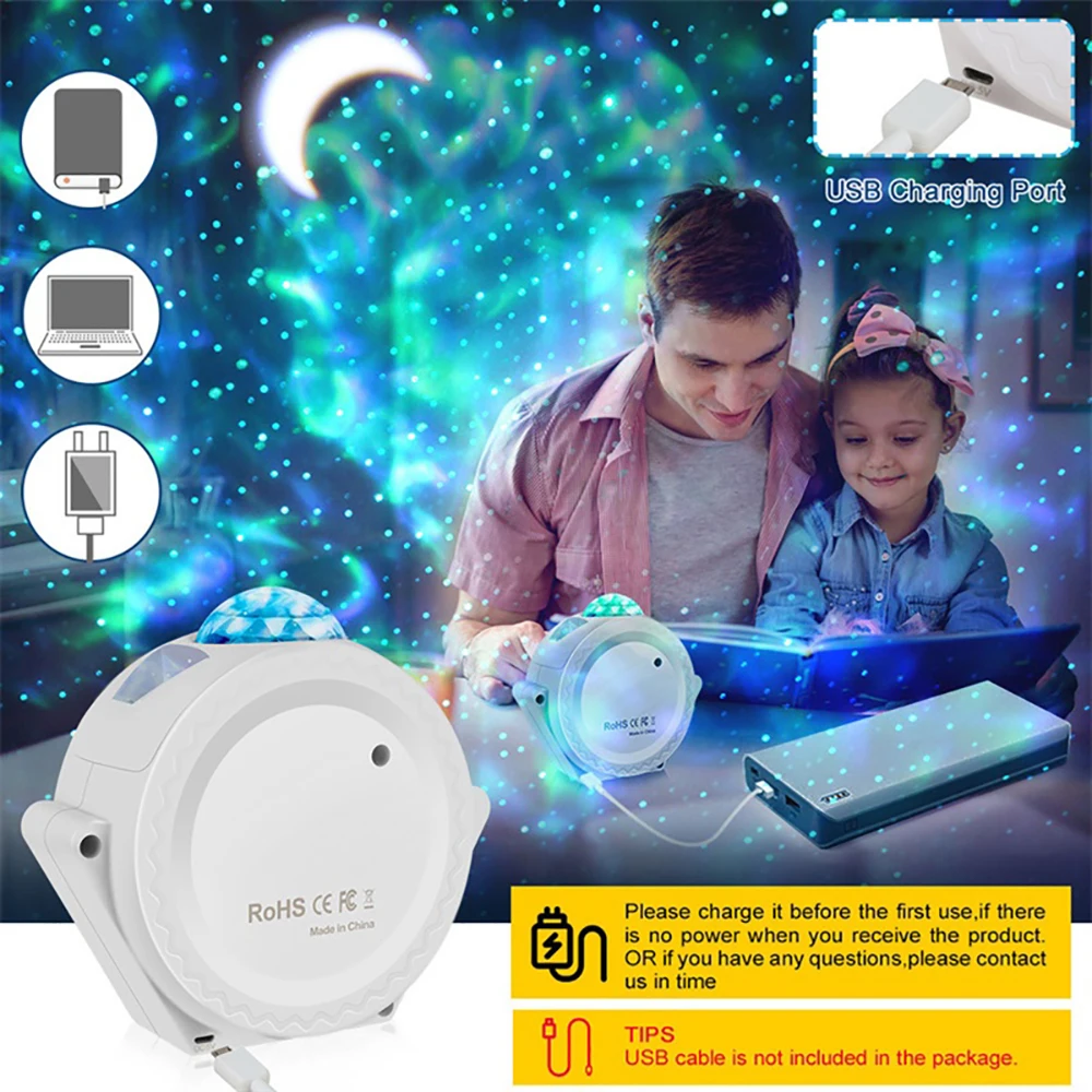 

Children Sleep Night Light Led Charging Revolving Atmosphere Night Light Elf Cute Rabbit Elk Starry Sky Projection Lamp Gift