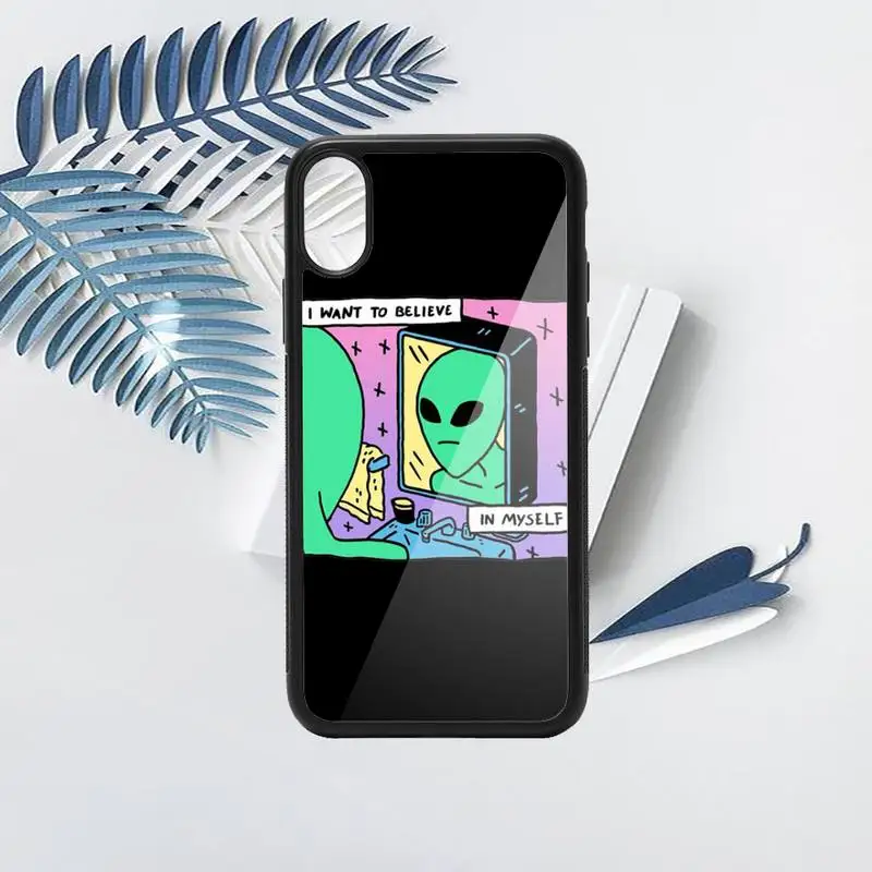 

Aesthetics Cute Cartoon alien space Phone Case PC for iPhone 11 12 pro XS MAX 8 7 6 6S Plus X 5S SE 2020 XR