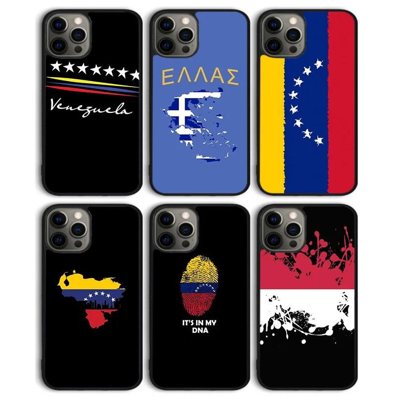 Чехол для телефона с греческим флагом Венесуэлы и iPhone 13 11 12 Pro Max mini XS XR X 8 Plus 7 SE 2020 6S