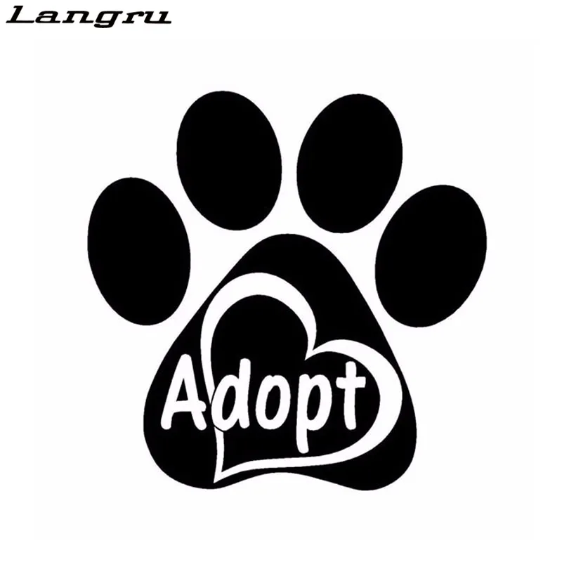 Langru 13.8cm*14cm Creative Adopt Love Dog Paw Car Sticker Decals Fashion Vinyl Accessories Jdm