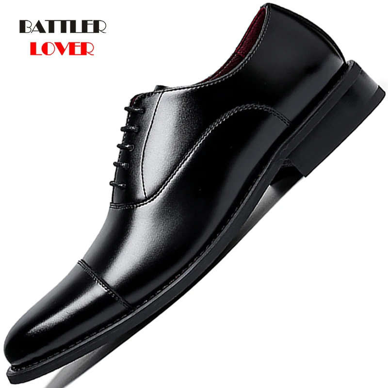 

2021 Mens Formal Shoes Genuine Leather Oxfords For Male Italian Dress Wedding Shoes Homme Lace Up Cow Leather Business Footwear