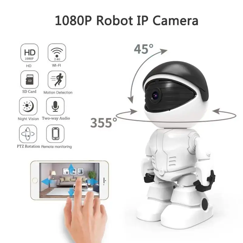 

1080P Robot IP Camera Security Camera 360 ° WiFi Wireless 2MP CCTV Camera Smart Video Surveillance P2P Conceal Baby Monitor