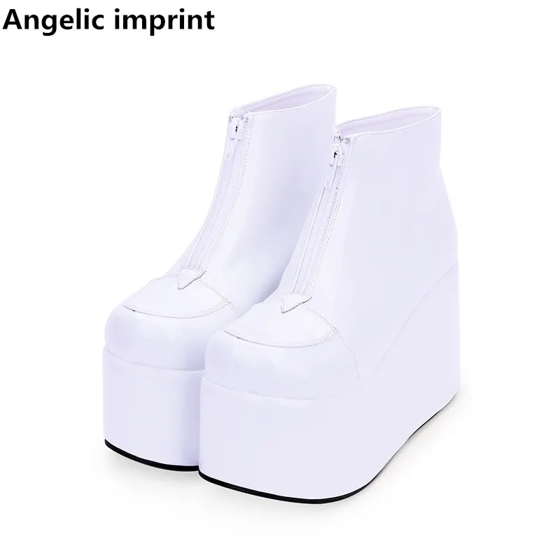 Женские мотоциклетные короткие сапоги mori girl Angelic с принтом в стиле панк Дамская