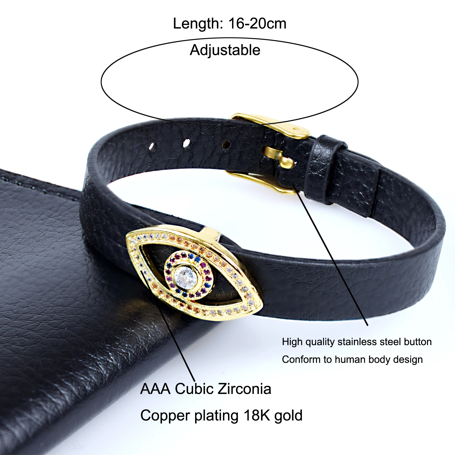 Женский кожаный браслет с подвеской сглаза|Браслеты шармами| |