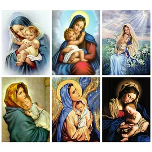 Huacan алмазная вышивка Дева мария мозайка религия картины из страз картины на стену подарки