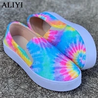 womens floral sneakers 2021 all season daily tie dye ladies comfy canvas shoes 36 43 large sized female casual slip on loafers