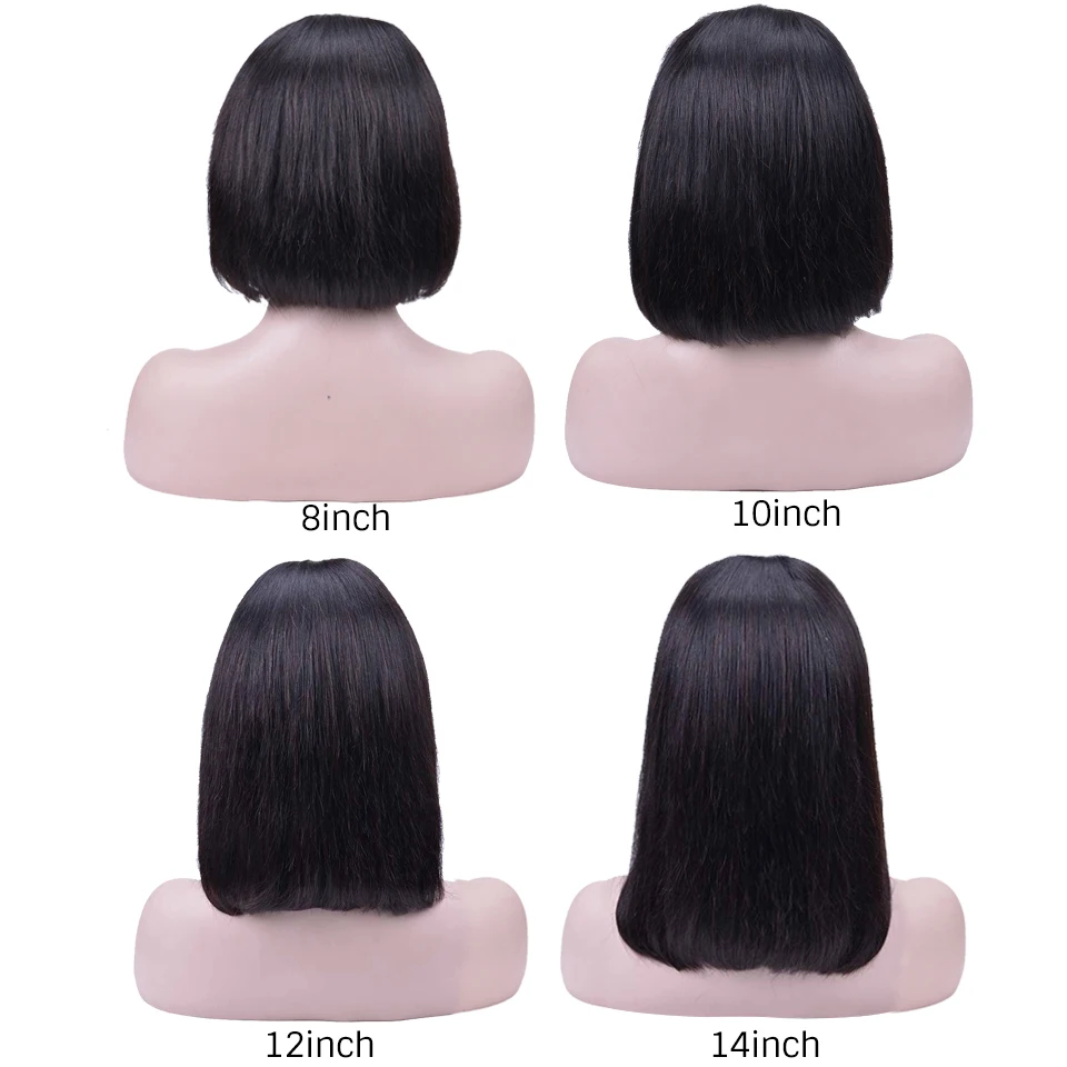 HairUGo 4*4 кружевные парики человеческие волосы парики "-14" средний коэффициент предварительно сорванный парик шнурка бразильские волосы remy для черных женщин