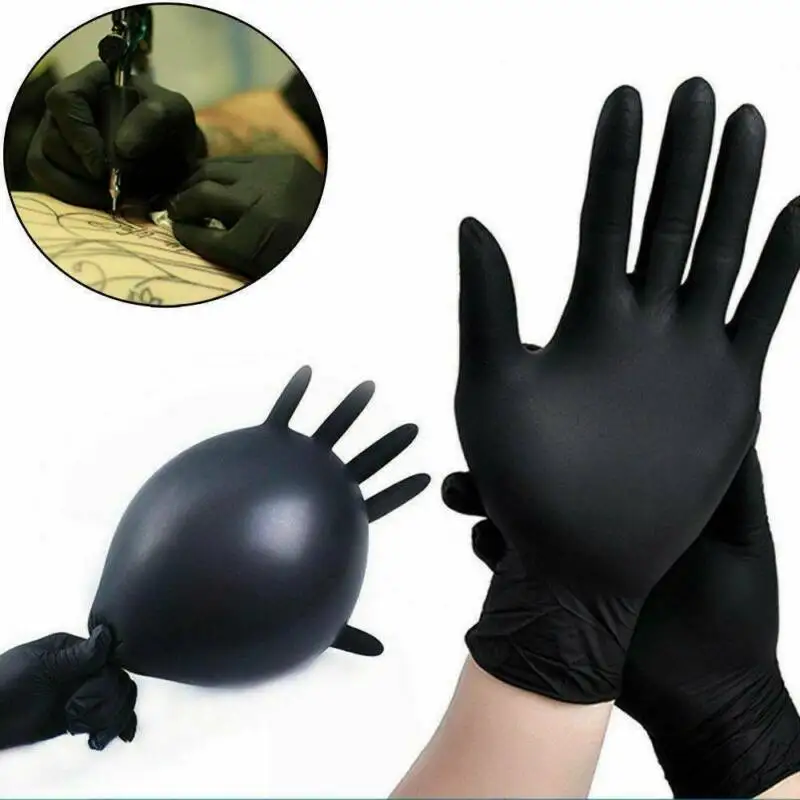 

100Pcs /Box Vinyl Disposable Gloves Aicd Alkalo Resitant Working Protective Gloves Nitrile Black Antistatic Safety Gloves