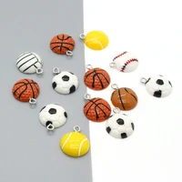 9j49fk bulk 20 hard rubber plastic basketball charm or pendant sports theme for jewelry making diy finding football sport charm