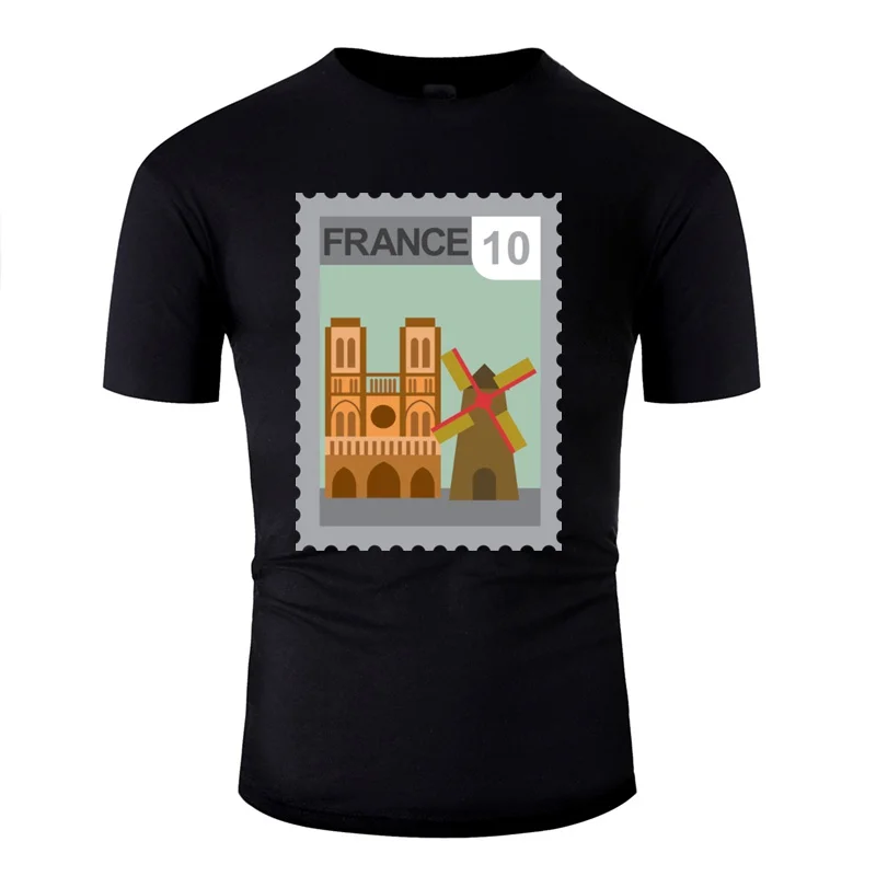 Мужская футболка в стиле Харадзюку с надписью Personality France Post серая Базовая