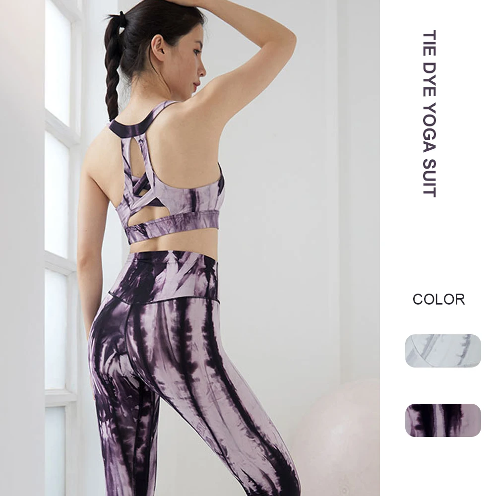 

Женская спортивная одежда из 2 предметов, байкерские леггинсы, спортивный бюстгальтер, комплект для йоги, кроп-топы с эффектом пуш-ап, спорти...