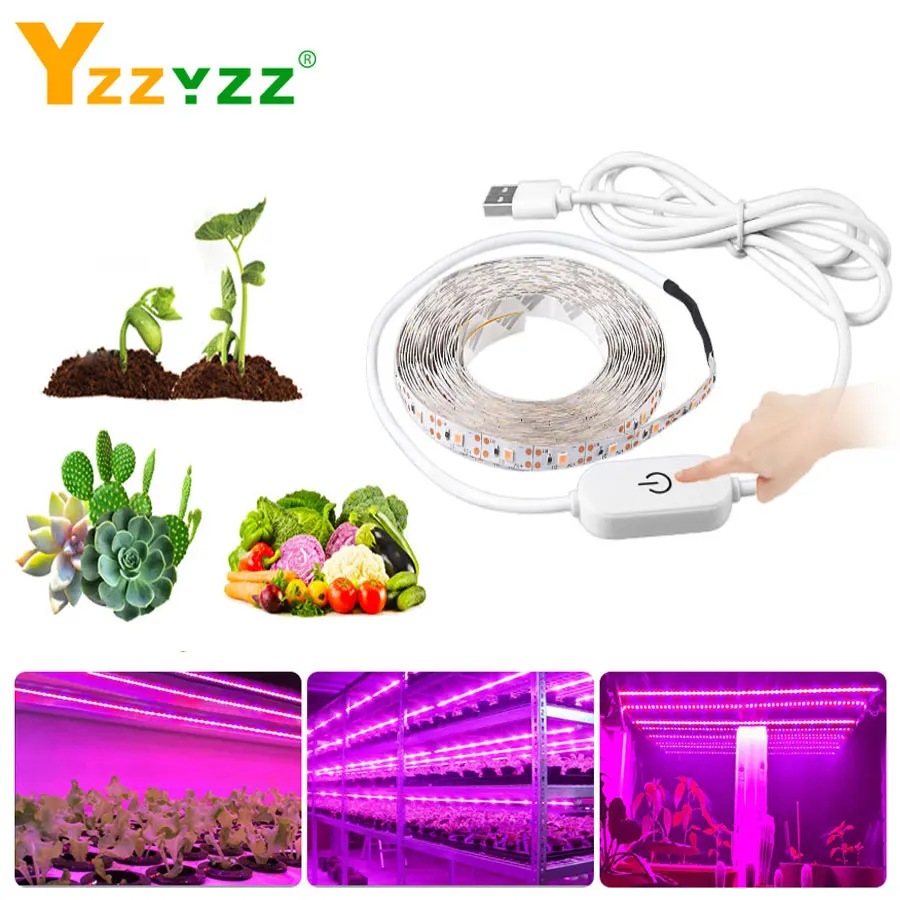 

2835SMD USB Touch Sensor Dimmable Full Spectrum Grow Light LED Strip LED Phyto Lamp for Greenhouse Hydroponic Plant Growing Lamp