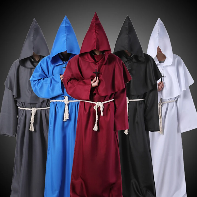 Монах с капюшоном Халаты накидка брат Средневековый Ренессанс священник мужской
