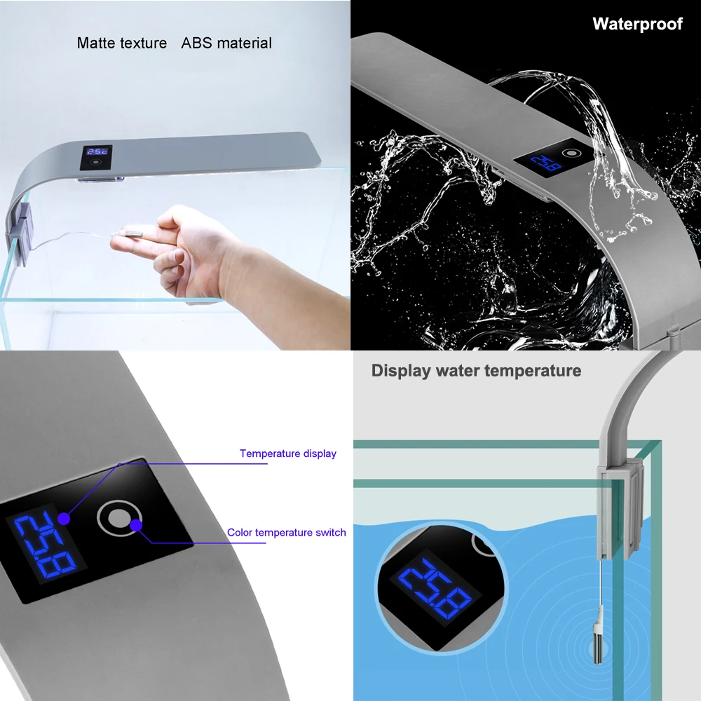 Аквариумный светильник для водных растений тонкий с зажимом аквариума