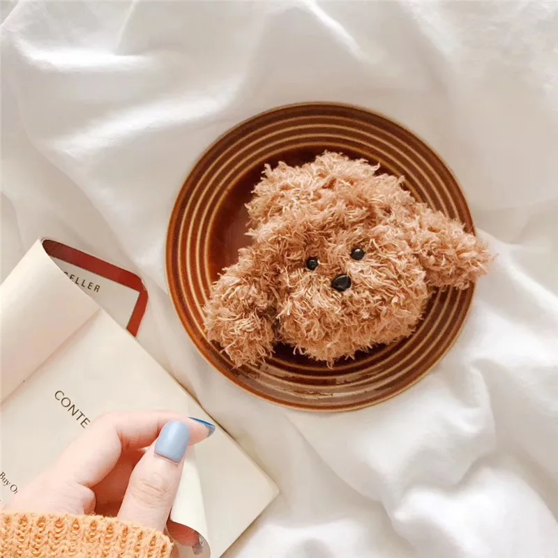 Новый мультяшный милый пушистый чехол для Airpods 1 2 Pro s 3D Teddy Dog беспроводных