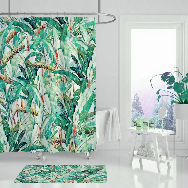 Дождевые пальмовые деревья занавески для душа с растениями водонепроницаемый