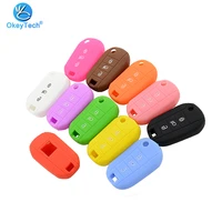 okeytech 3 button silicone rubber car key case for peugeot 3008 208 308 508 408 2008 protector cover holder skin car accessories
