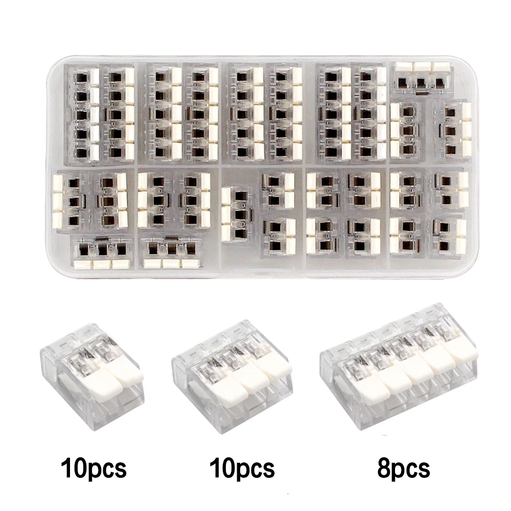 28PCS-W YJCAL 221-412 413 415 28 шт./кор. провода стыковое соединение разъема зажим быстрого изоляции клеммный блок выводов AWG 28-12 - Цвет: 28PCS-W