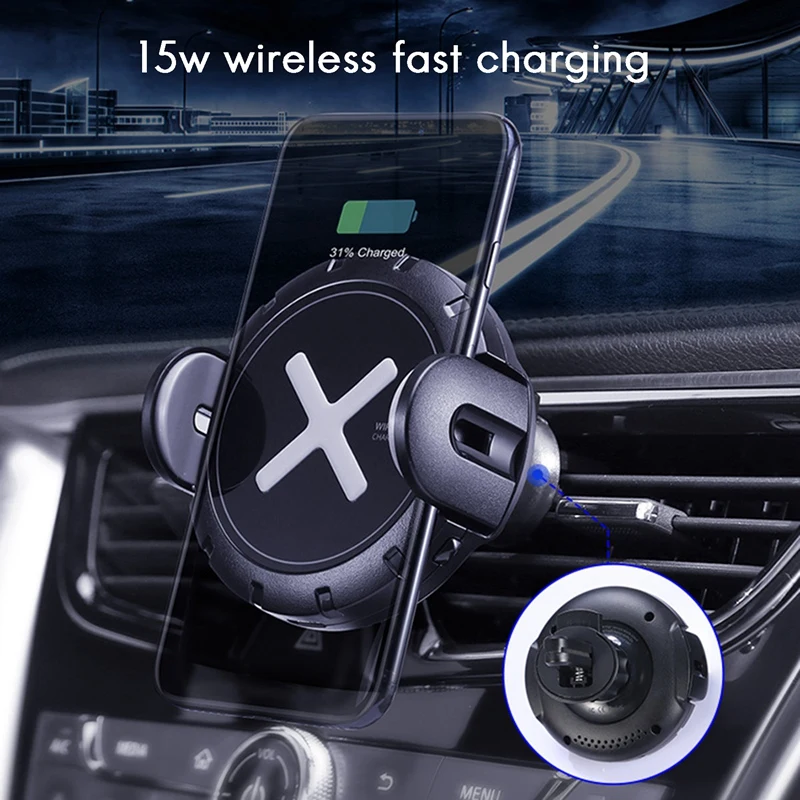 

15W Qi Car Wireless Charger Dual Mode Intelligent Infrared Fast Wireless Charging Car Mount for Air Car Phone Holder