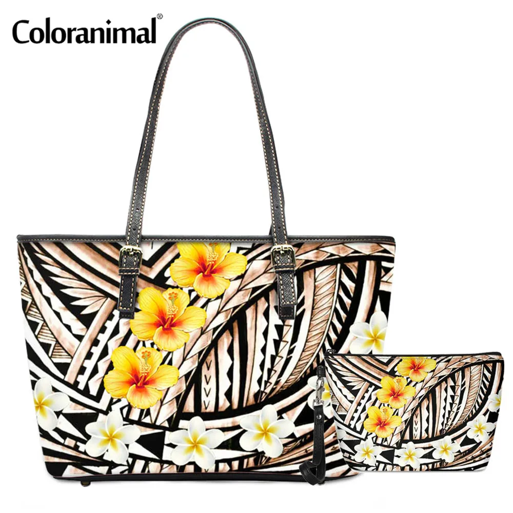 Coloranimal довольно полинезийская Плюмерия печатная Сумка тоут Сумки из натуральной