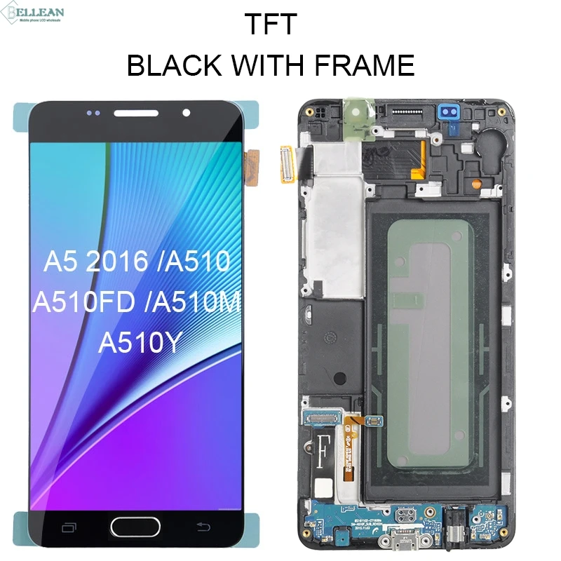 Dinamico Акция A5 дисплей для samsung Galaxy A510 ЖК-дисплей кодирующий преобразователь сенсорного экрана в сборе A510F A510M дисплей - Цвет: TFT Black With Frame
