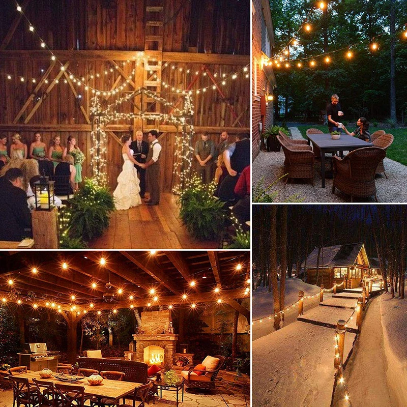 Уличная Водонепроницаемая гирлянда IP65 G40 25 лампочек лампочка накаливания с