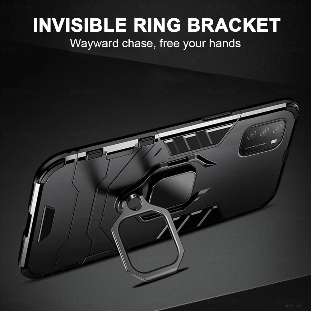 shockproof armor case for xiaomi poco m3 case for xiaomi mi poco m 3 m3 pro pocophone m3 pocom3 stand magnetic ring phone cover free global shipping