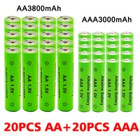 Щелочные аккумуляторы AA + AAA, аккумуляторные батарейки AA 1,5 в 3800 мАч/1,5 в AAA 3000 мАч, с фонариком, для игрушек, часов, MP3-плеера, сменные Ni-MH батареи