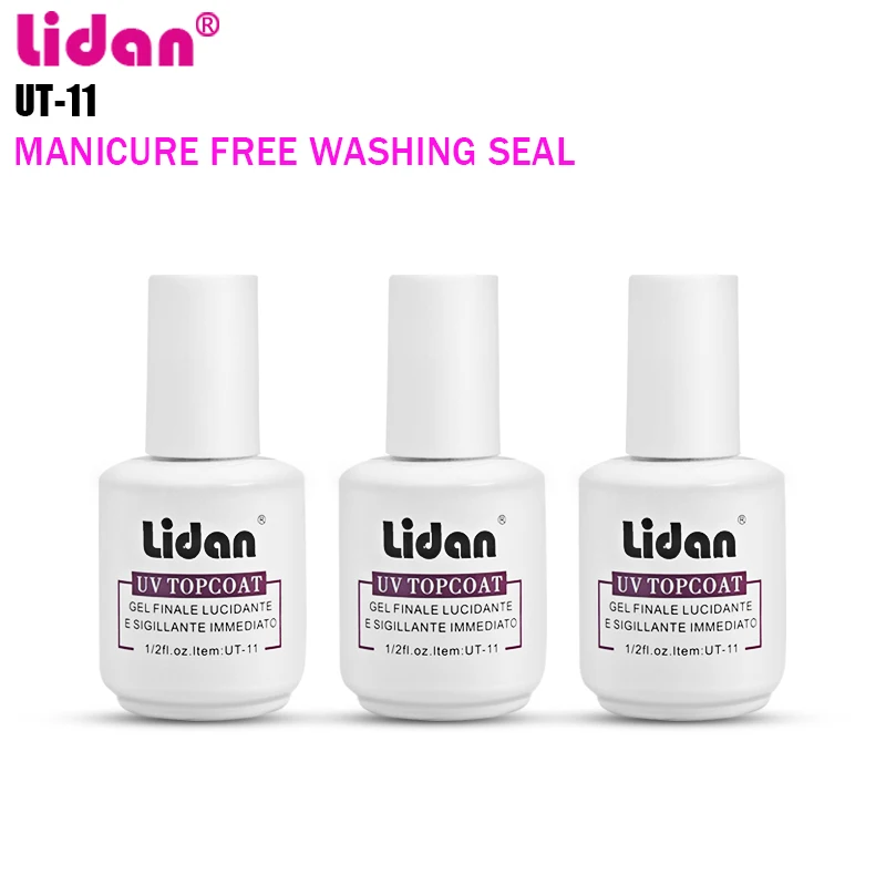 Lidan 15 мл прочное яркое неочищенное верхнее покрытие гель для ногтей прозрачный