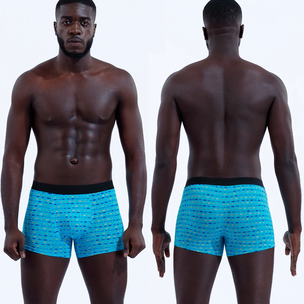 4pcs Fashion Print Cotton Men's Panties Sexy Boxers For Man Underwear Lots Shorts Gay Underpants Brands Male Boxershorts Calecon