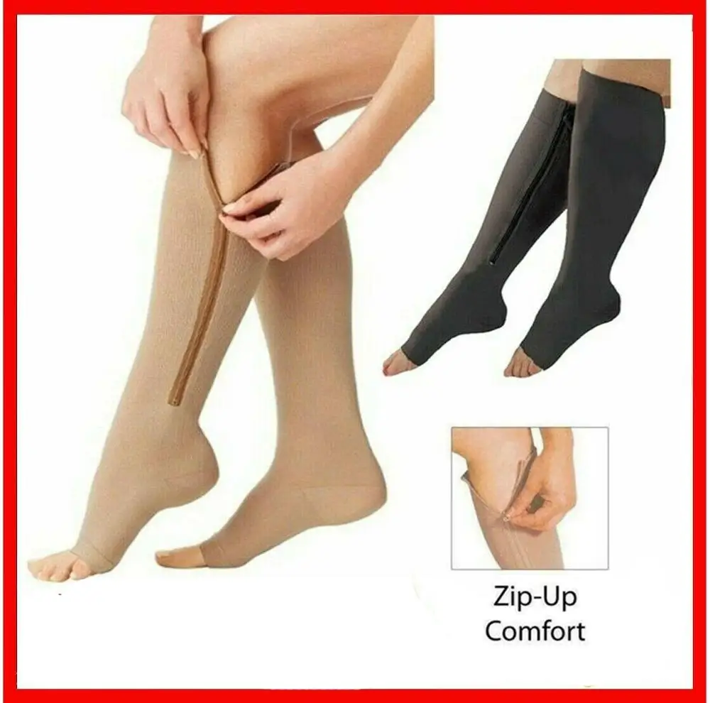 

3 Pair New Unisex Compression Stockings Pressure Varicose Vein Stocking Knee High Leg Support Stretch Pressure Circulation Nylon
