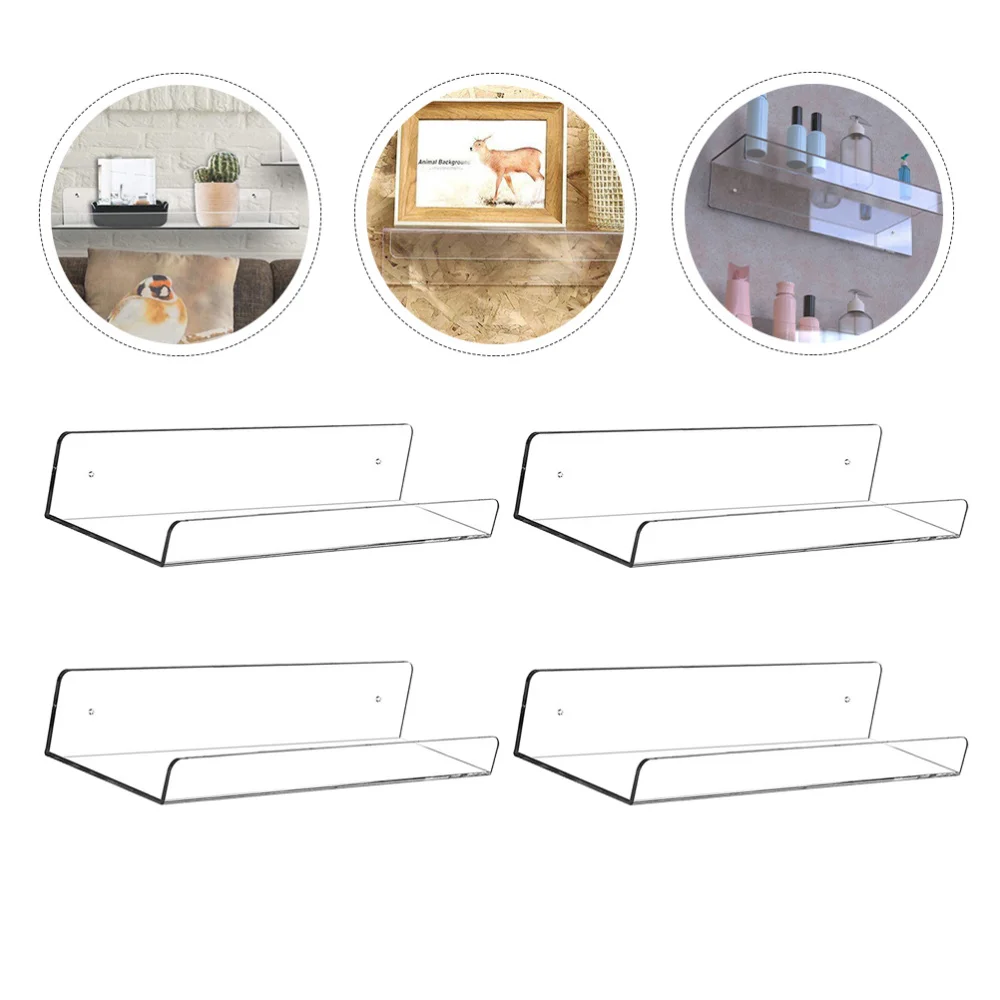 

1pc Wall Mounted Storage Rack Living Room Bedroom Acrylic Wall Storage Shelf