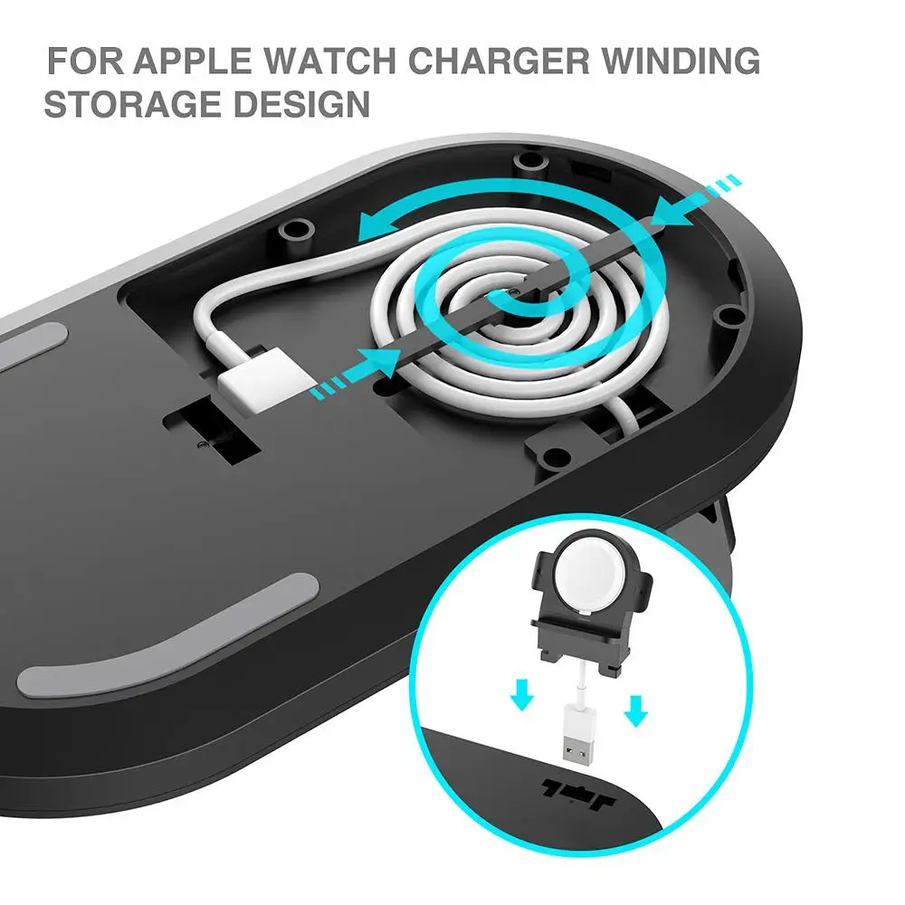 Беспроводное зарядное устройство Qi 3 в 1 для Apple Watch 15 Вт быстрая зарядка iPhone 11 XS XR X 8