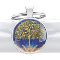 new fashion protect the earth pendant key chain charm men women tree of life jewelry gifts key rings