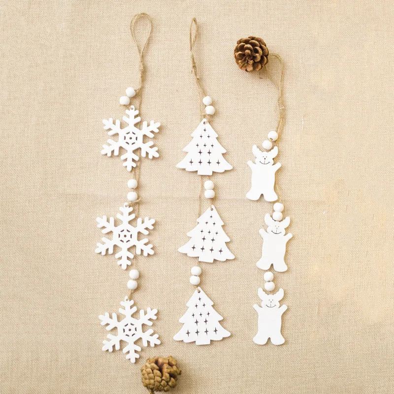 Белая деревянная подвеска для украшения рождественской елки в виде лося