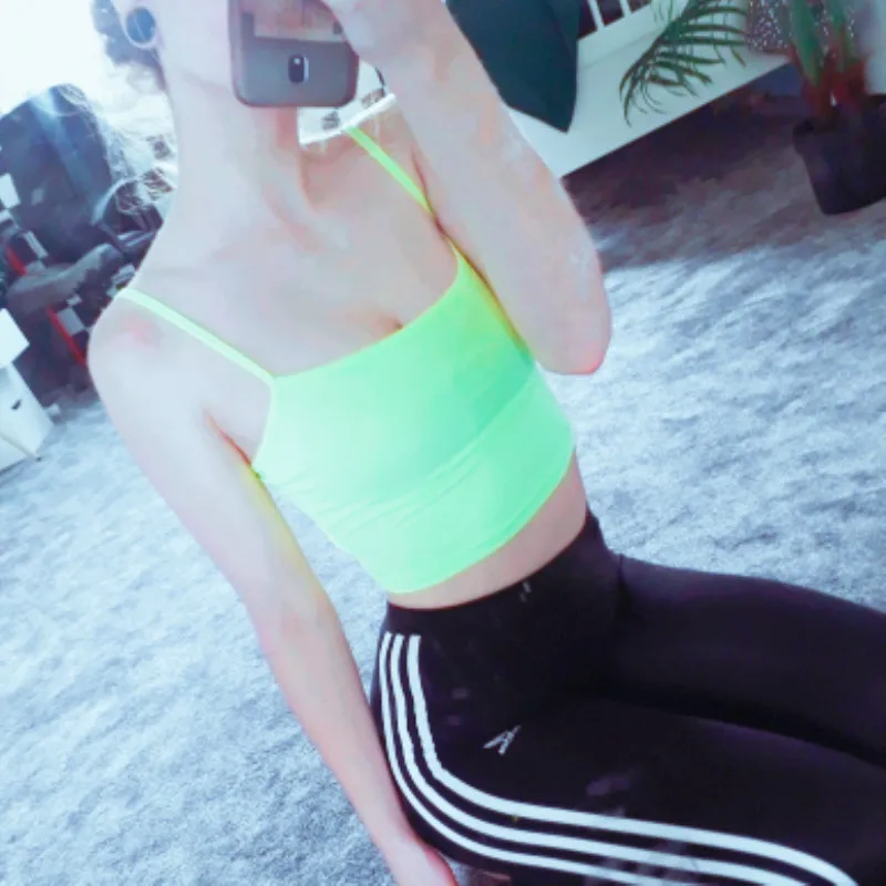 

Hot casual neon green crop top women camis streetwear slim sexy summer top 2019 strap cropped neon tops haut femme