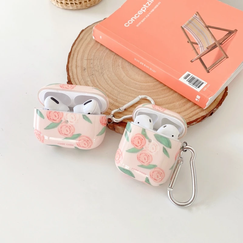 

Cute Retro Art Rose Flower Earphone Headset Accessorie Soft Case For Airpods 1 2 Pro Protective Wireless Bluetooth Headset Cover