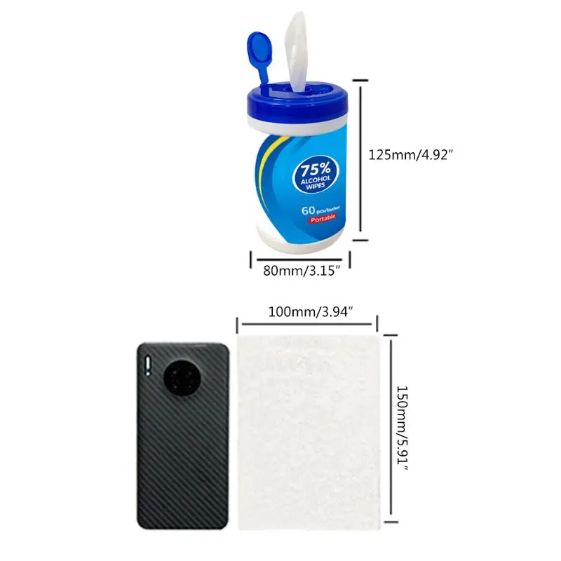 

60Pcs Disinfectant Wipes Portable 75 Alcohol Wet Wipes Antiseptic Cleaning Sterilization Wipes Wet Wipes