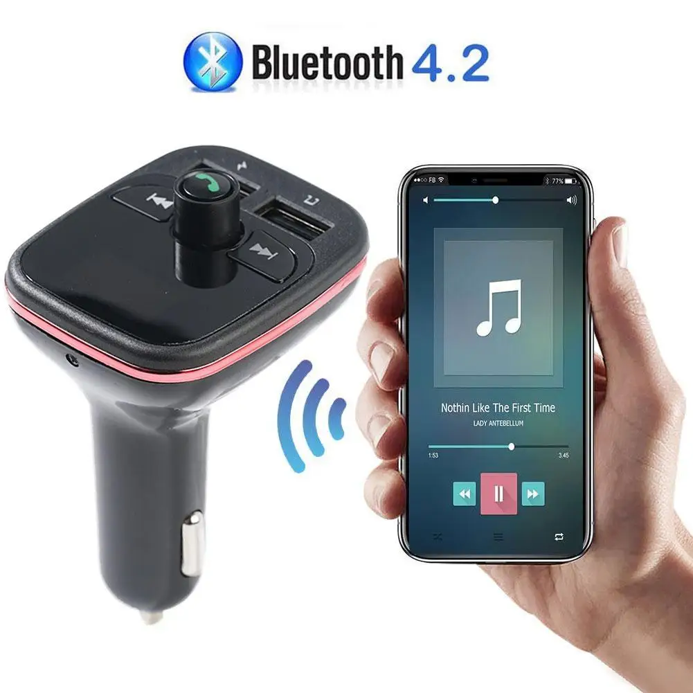 

3.0 Handsfree Fm Transmitter Modulator Car Bluetooth Adapter Kit Car Fast MP3 USB Charger Player TF Card Music Dual Car Q0R2