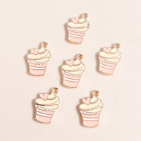 10pcs 1912mm cute enamel ice cream charms pendant for jewelry making diy cup cake charms necklace earrings making accessories