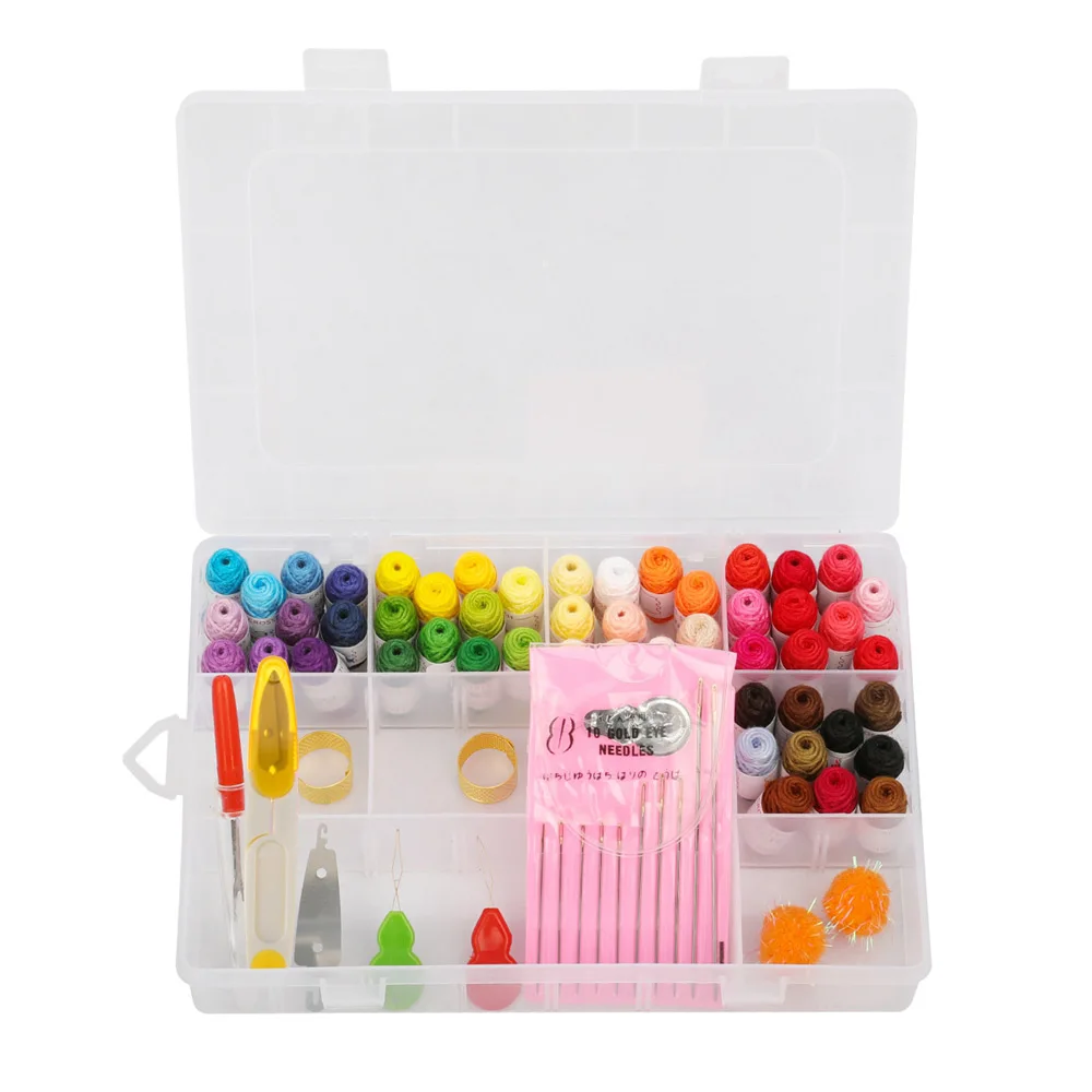 59PCS 109 шт вышивка нить с коробка для хранения крест Набор для вышивания нитки для шитья Набор струн для дружбы браслет нить - Цвет: 59PCS