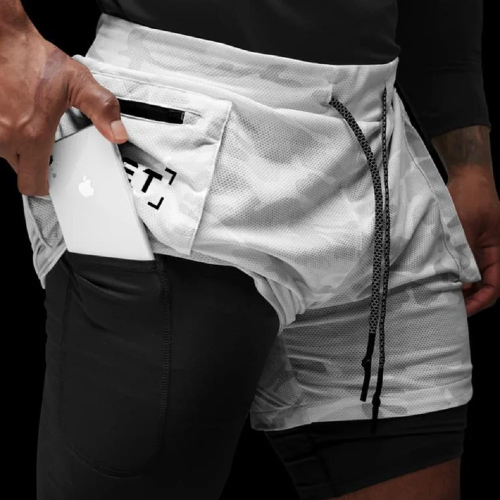 

Muscular Male Running Sports Summer Male Brother Fitness Training Shorts Male Fake Two-Piece Elastic Squat Quick-Drying Shorts