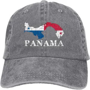 Panama Map Flag Sports Denim Cap Adjustable Unisex Plain Baseball Cowboy Snapback Hat