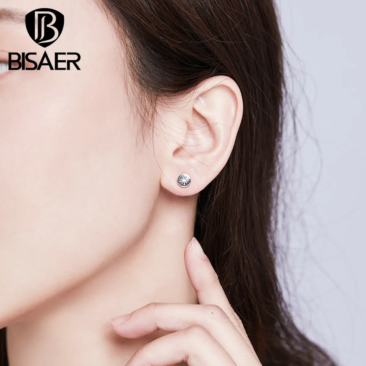 Простые серьги BISAER 925 пробы серебряные классические геометрические серьги-гвоздики для женщин и мужчин ювелирные изделия из стерлингового серебра ECE734