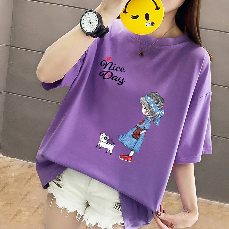 Женская футболка большого размера с коротким рукавом и круглым вырезом