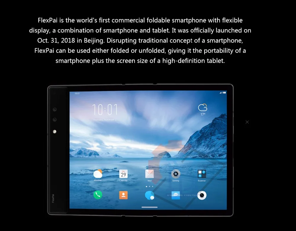 Royole FlexPai 7,8 дюймов гибкий AMOLED экран Snapdragon 855 Octa Core 1920x1440 3970 мАч вода OS на базе android 9,0