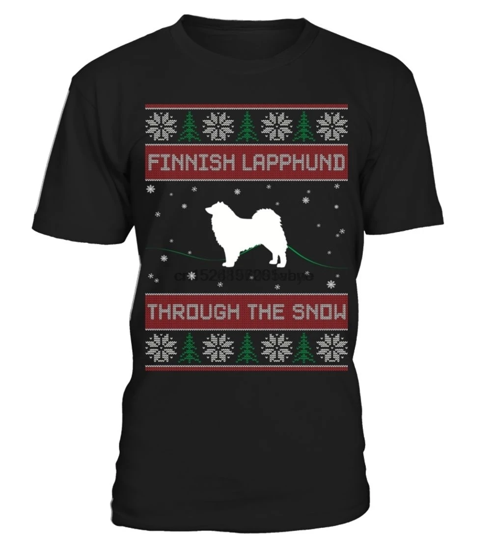 Финская Lapphund через снежную футболку круглый вырез для мужчин | Мужская одежда